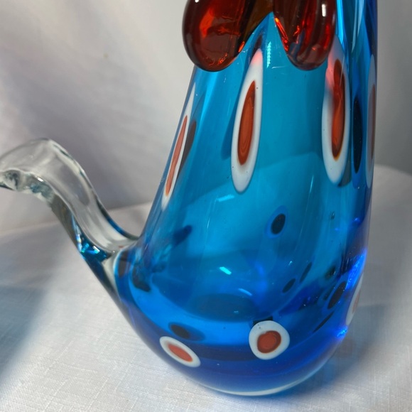 Rooster Chicken Figurine Murano-Style Blue Glass. Heavy. Amazing! - Picture 5 of 7